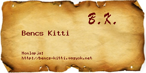 Bencs Kitti névjegykártya